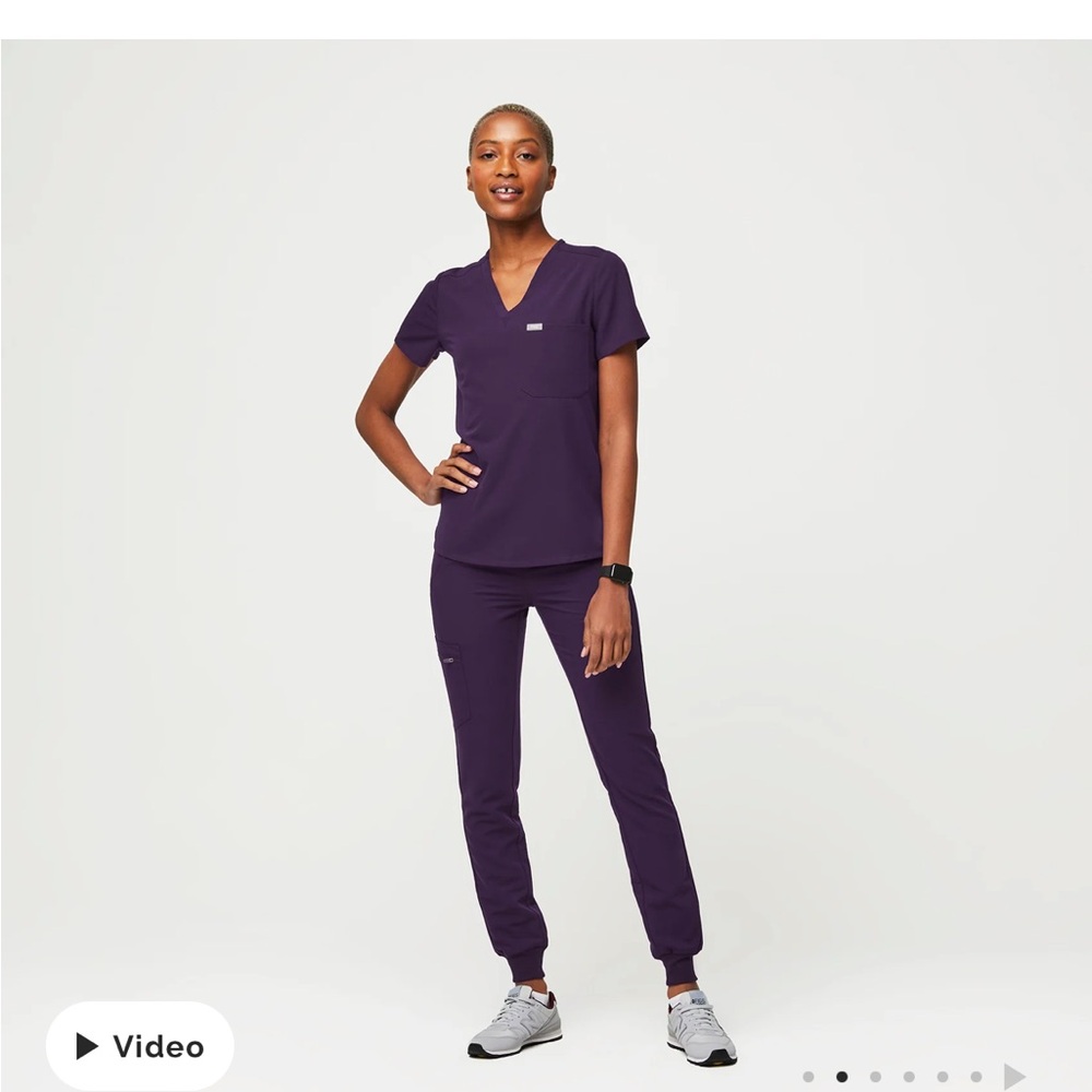 Figs Purple Scrubs Set. Top and Bottom.